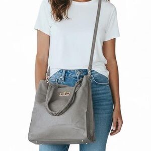 Gray Slouchy Satchel Shoulder Bag Y2K Boho Vintage Style